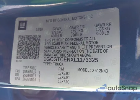 2020 Chevrolet Colorado 4Wd Short Box Lt from USA, damaged, VIN 1GCGTCENXL1173325